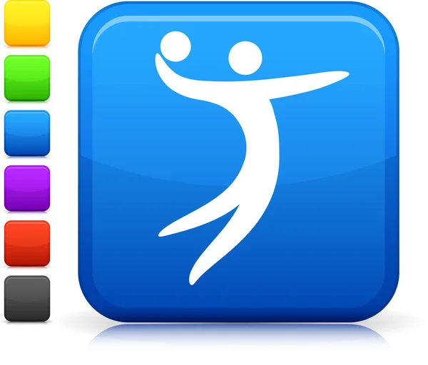 Icono de voleibol en el botón cuadrado de Internet — Archivo Imágenes Vectoriales