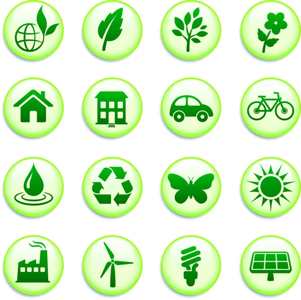 Green Environmental Buttons — Stock Vector