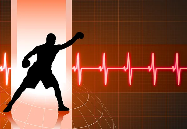 Πυγμαχία σε καρδιακό ρυθμό παλμού φόντο — Διανυσματικό Αρχείο