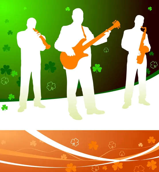 Banda irlandese dal vivo su sfondo celtico astratto — Vettoriale Stock