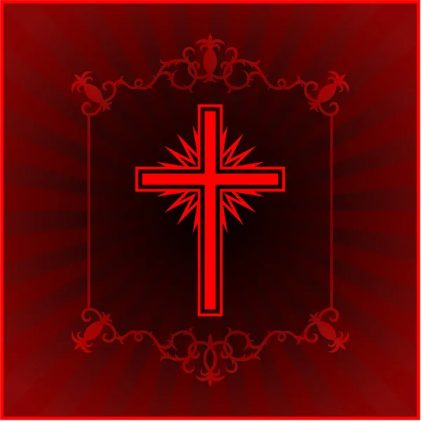 Christliches Kreuz glühender Hintergrund — Stockvektor