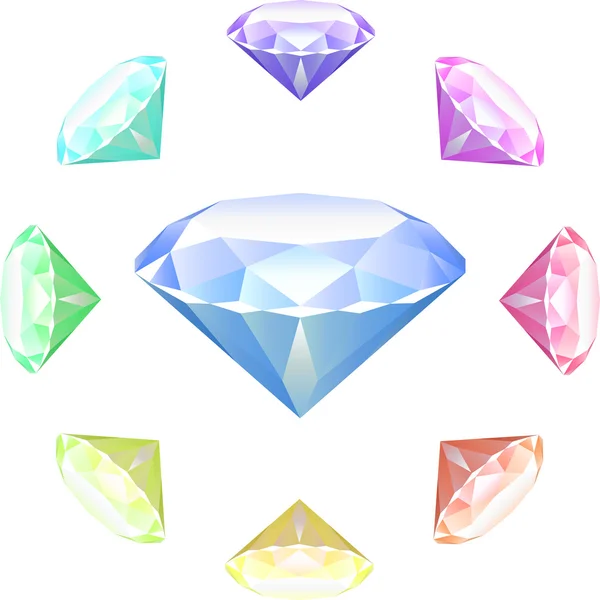 Diamantes sobre fundo branco — Vetor de Stock