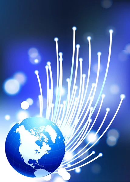 Globes op fiber optic internet achtergrond — Stockvector