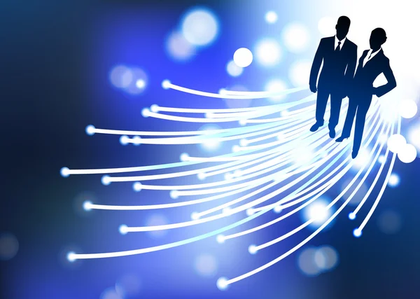 商人和女商人光纤光纤互联网背景 — 图库矢量图片