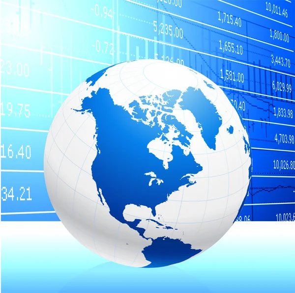 Globe d'affaires sur fond bleu — Image vectorielle
