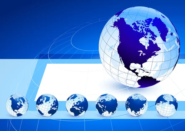 Globes on blue internet background — Stock Vector