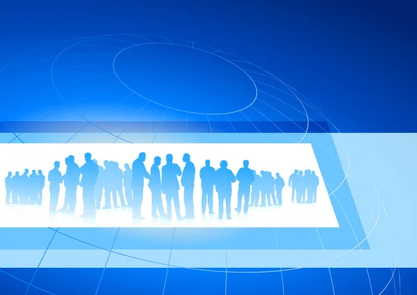 Бізнес команда в кадрі на фоні синього Інтернету — стоковий вектор