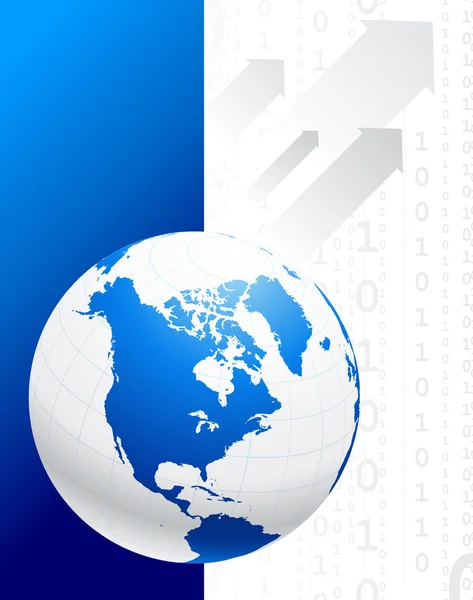 Globo su sfondo internet blu — Vettoriale Stock