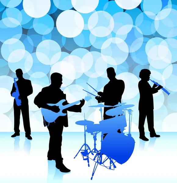 Live music band on lens flare internet background — Stock Vector