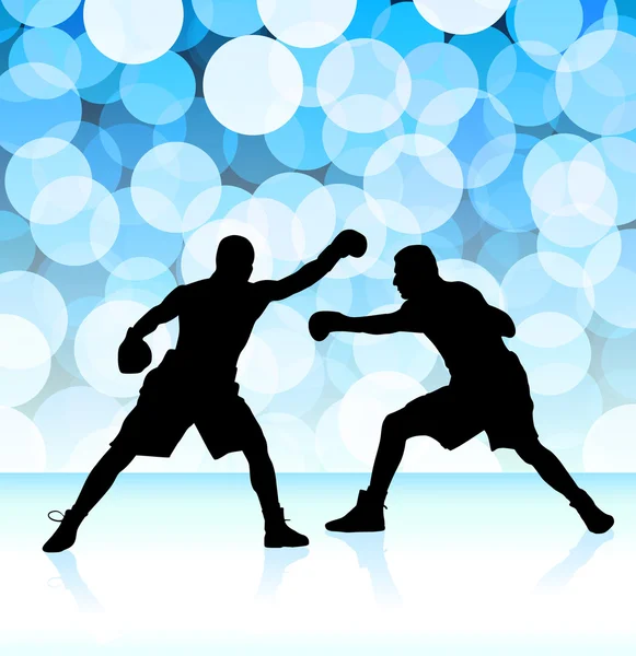 Boxing on lens flare blue background — Stock Vector