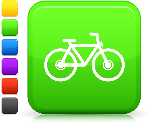 Ícone de bicicleta no botão quadrado da internet — Vetor de Stock