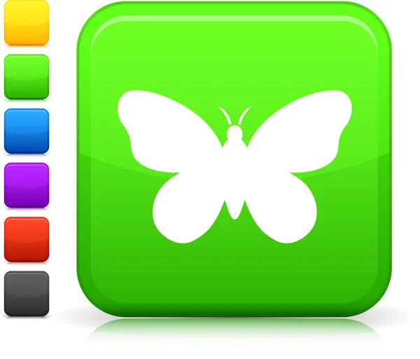 Ícone borboleta no botão quadrado internet — Vetor de Stock