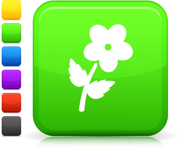 Icono de la flor en el botón cuadrado de Internet — Vector de stock