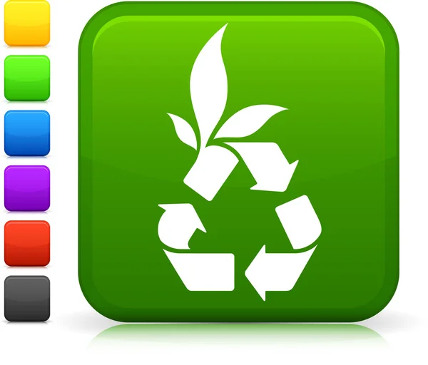 Ανακύκλωσης εικονίδιο στο τετράγωνο κουμπί internet — Διανυσματικό Αρχείο