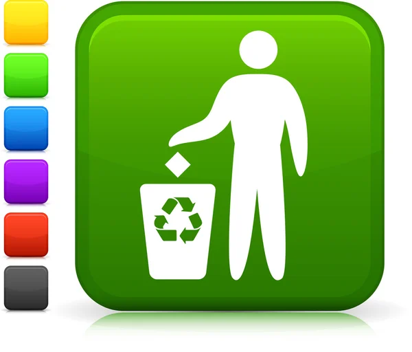 Icône de recyclage sur bouton internet carré — Image vectorielle