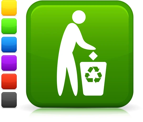 Ícone de reciclagem no botão quadrado internet —  Vetores de Stock