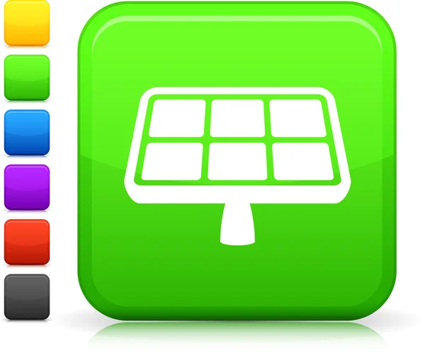 Icône de l'énergie solaire sur bouton internet carré — Image vectorielle