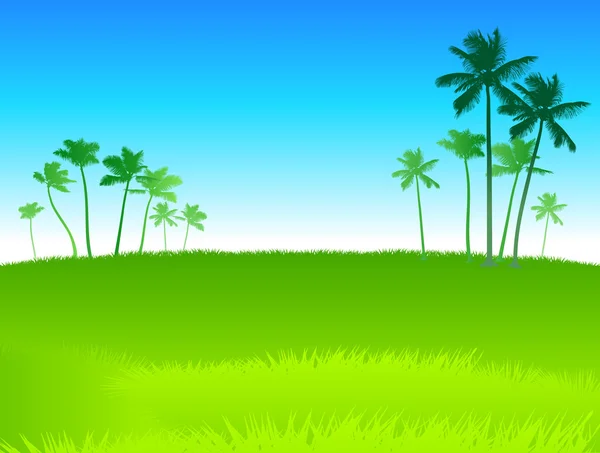 Palm δέντρα και πράσινο υπόβαθρο — Διανυσματικό Αρχείο