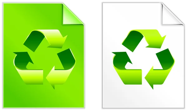 Recycler le symbole sur un ensemble de papier — Image vectorielle