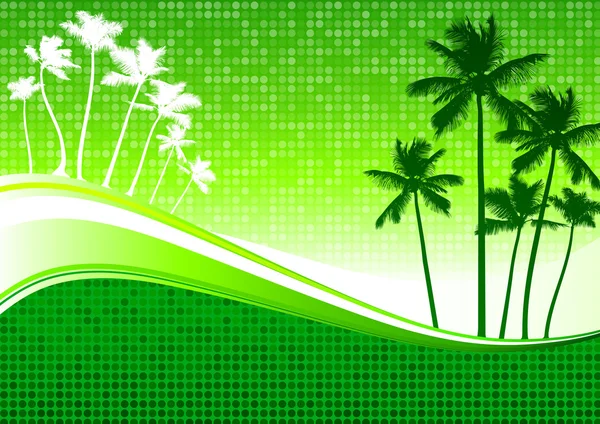 Palm trees green background — Stock Vector