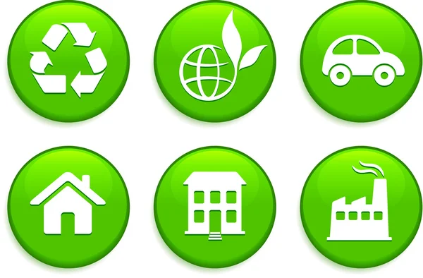 Πράσινα κουμπιά περιβαλλοντικών — Διανυσματικό Αρχείο