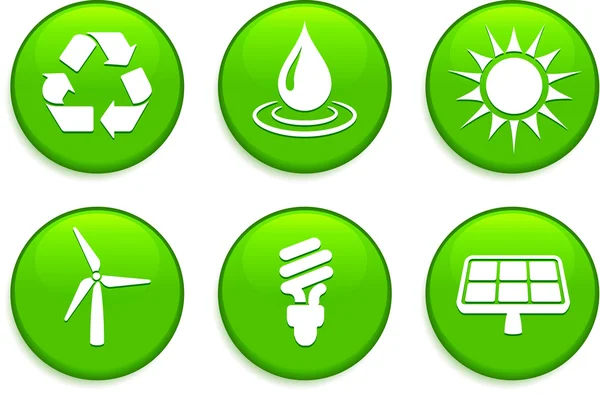 绿色环保按钮 — 图库矢量图片