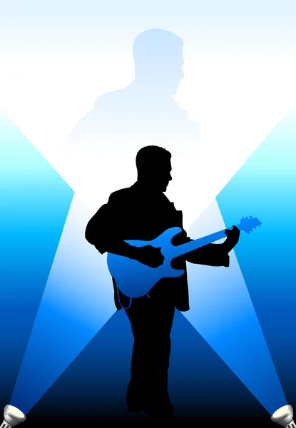 明るい光インターネット背景下のギタリスト — ストックベクタ