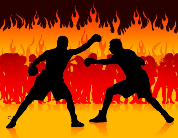 İnternet yangın arka planında boksör şampiyonluğu — Stok Vektör