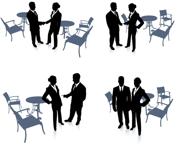 Встреча бизнесменов и бизнесвумен — стоковый вектор