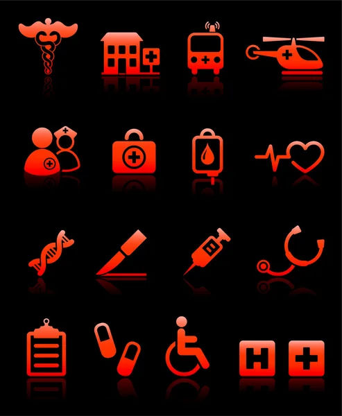 Colección de iconos de emergencia hospitalaria — Vector de stock