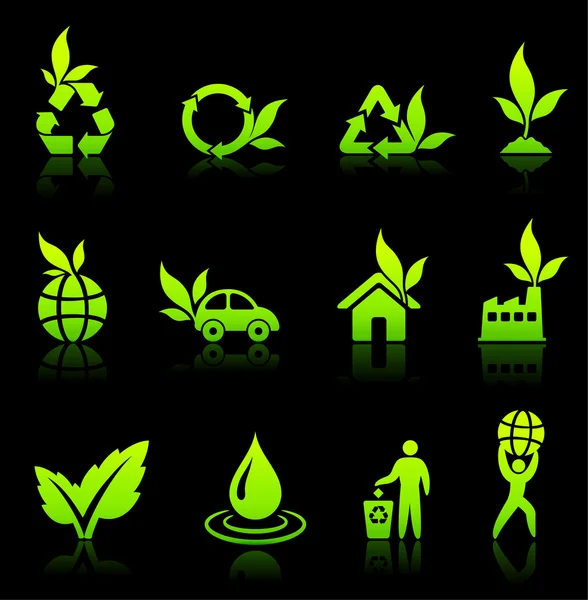 Coleção de ícones de natureza ambiental — Vetor de Stock