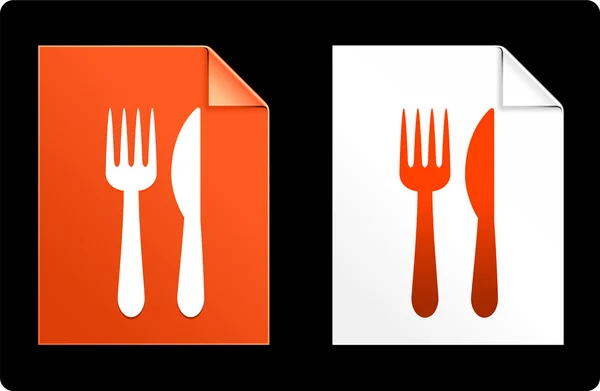 Couteau et fourchette sur papier — Image vectorielle