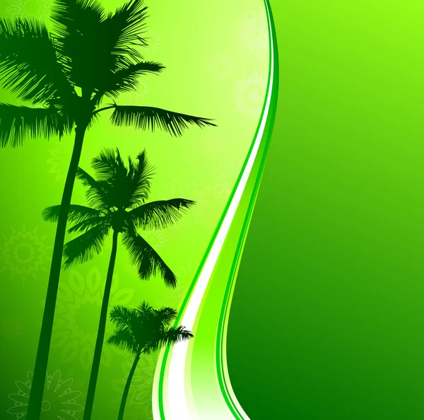 Gröna naturen bakgrund med palmer — Stock vektor