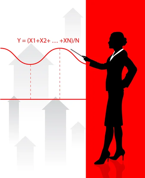 商界女强人与金融方程的背景上 — 图库矢量图片
