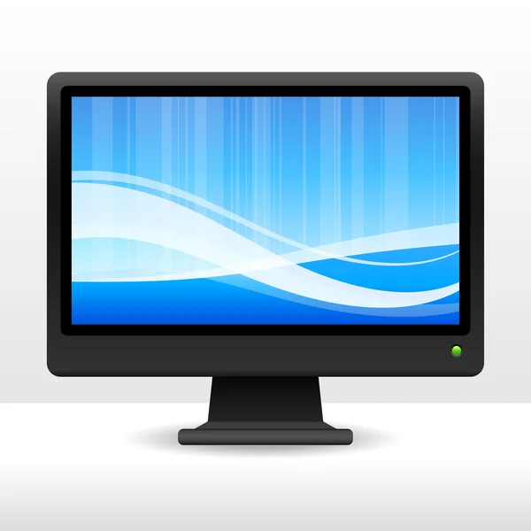 Moniteur d'ordinateur avec motif d'onde fond Internet — Image vectorielle