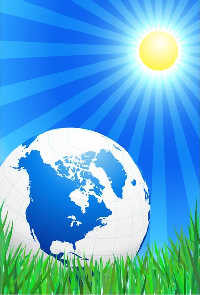 Blue Globe pada musim panas backgroundsummer - Stok Vektor