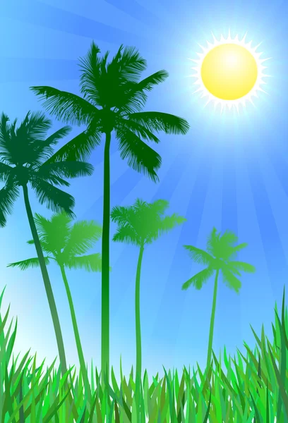 Palm trees green background — Stock Vector