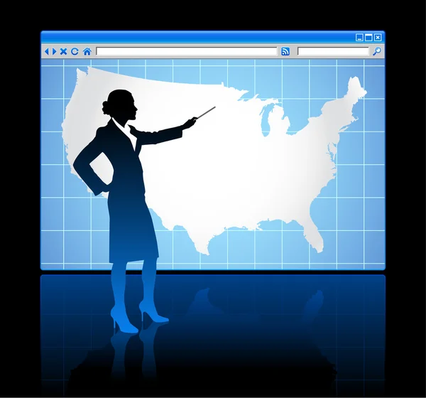 Concept Internet navigateur Web avec carte des États-Unis — Image vectorielle