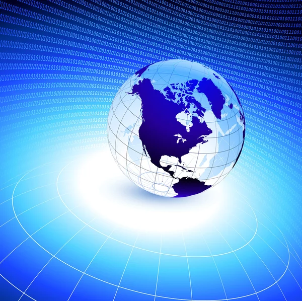Business Globe su sfondo blu — Vettoriale Stock