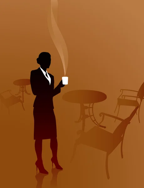 Business woman on coffee break — Stock Vector
