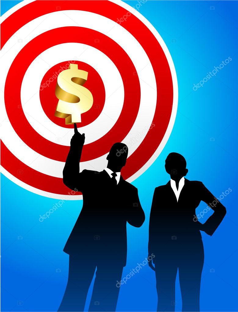 Target profits background with business executives