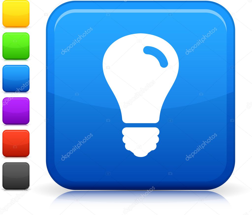 lightbulb icon on square internet button