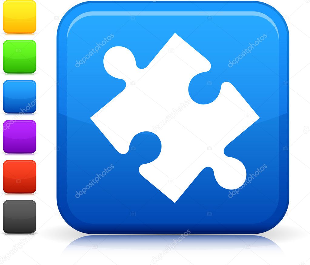puzzle icon on square internet button
