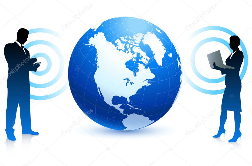 Businessman with globes on corporate elegance background