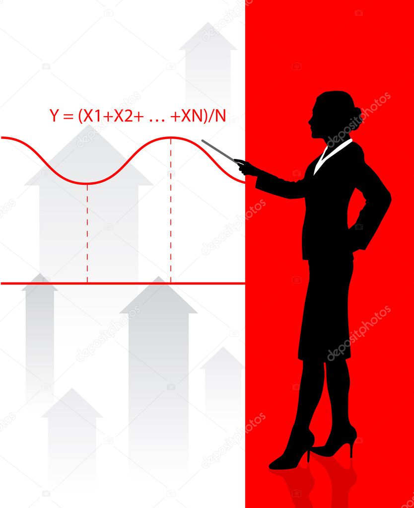 Business woman on background with financial equation