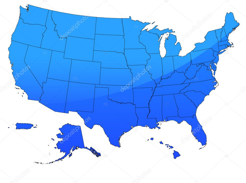 USA map in blue