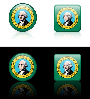 Washington Flag Icon on Internet Button clipart
