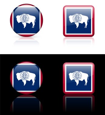 Wyoming Flag Icon on Internet Button clipart