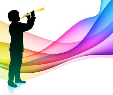 Flute Musician on Colorful Abstract Background clipart