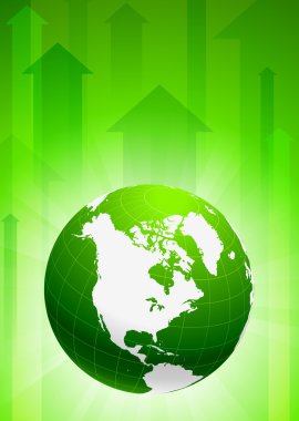 Globe on Green Arrow Background clipart